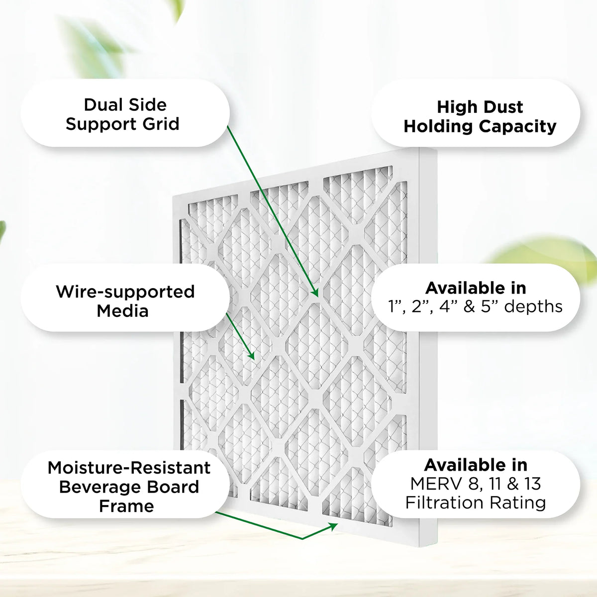 12x24x4  11,  1000 Pleated  Furnace 4" Air Filters by Pamlico. 3 Pack. Actual Size: 11-3/8 x 23-3/8 x 3-3/4