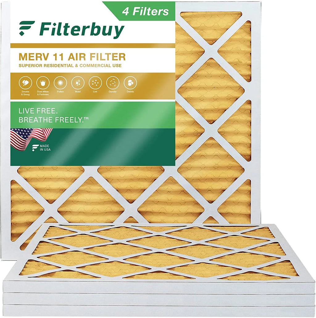 Filterbuy 25x25x1  11 Pleated   Furnace Air Filters (4-Pack)