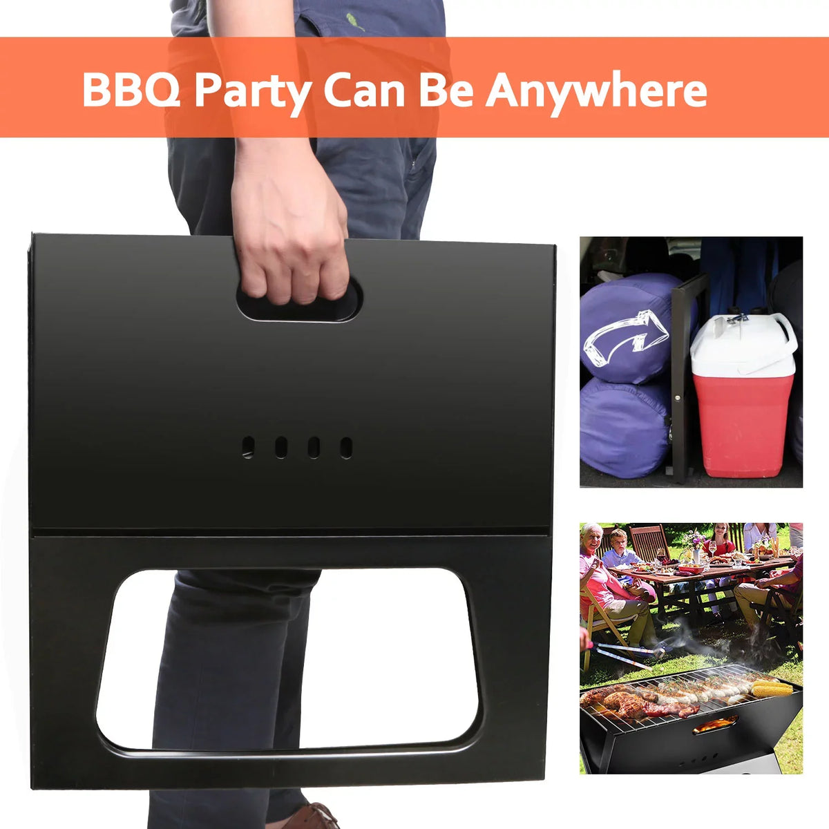 iMountek Portable  Barbecue Grill Foldable Charcoal Grill Camping Garden Outdoor Travel with 10Pcs  Steel