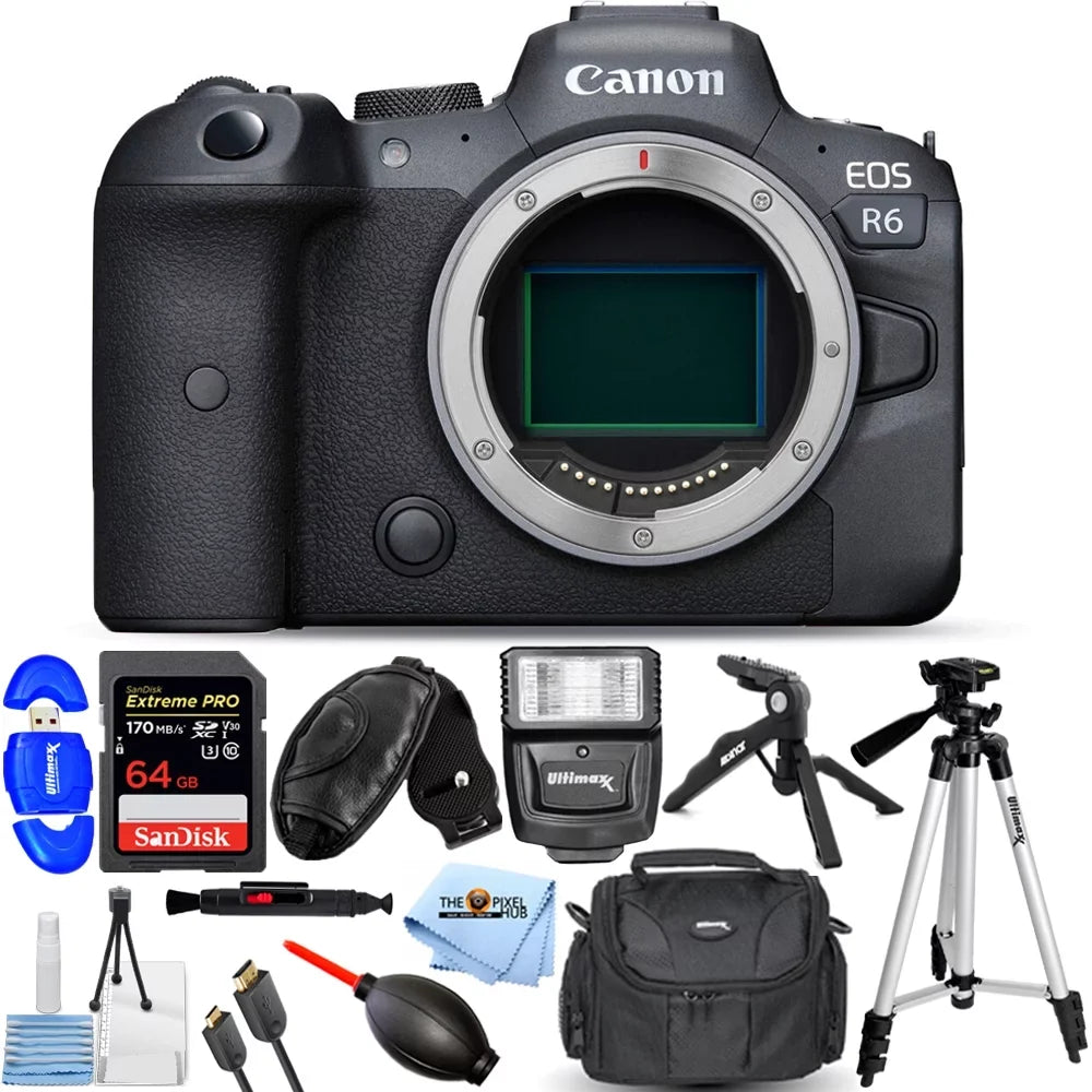 Canon  R6 Mirrorless Digital Camera (Body Only) - 12PC Accessory Bundle