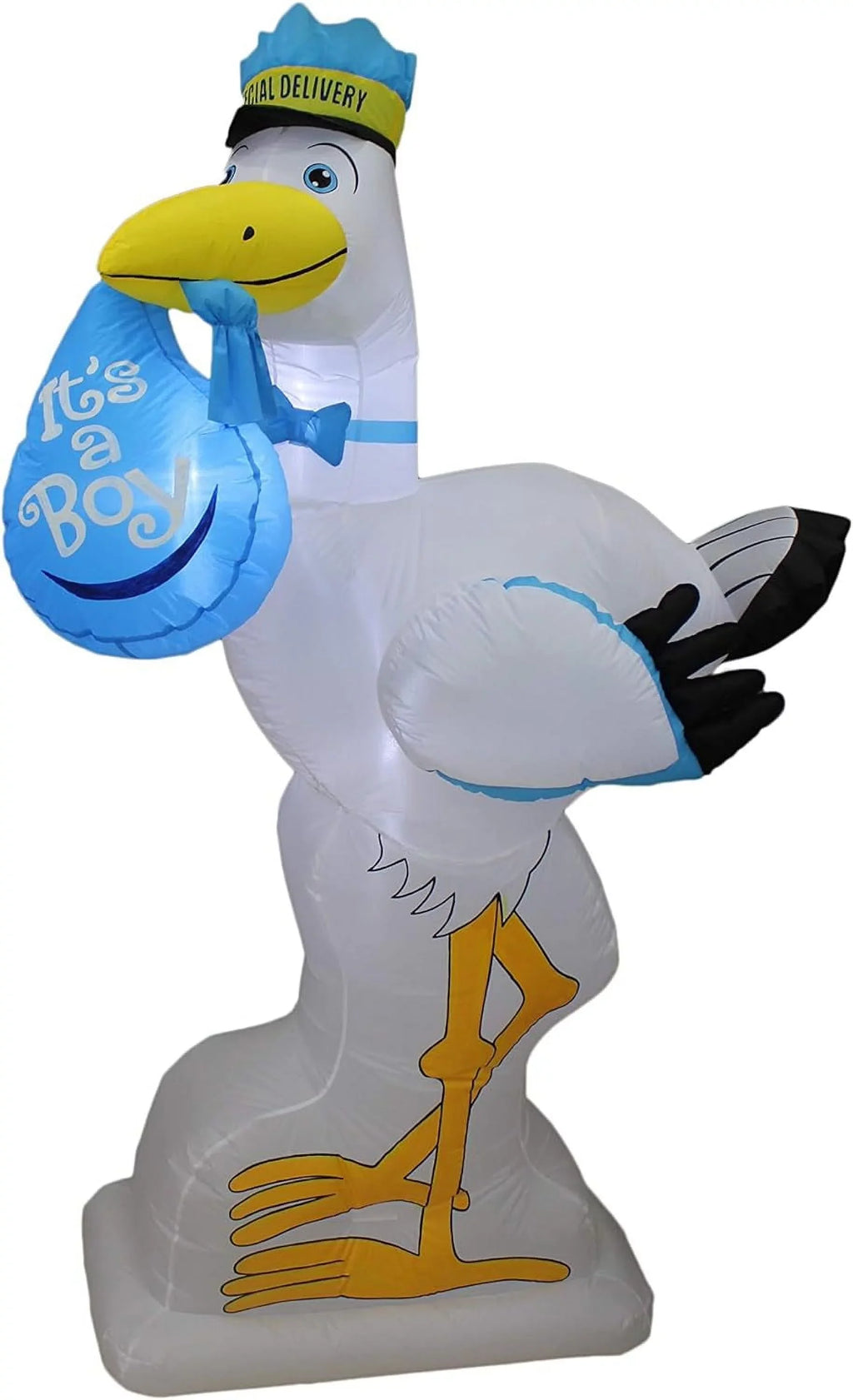 6 Foot Tall Baby Shower Inflatable Blue Stork It's A Boy Special Delivery Baby Announcement  Lights Lighted Blowup Party Decoration For Outdoor Indoor Home Celebration Garden Yard Lawn Prop