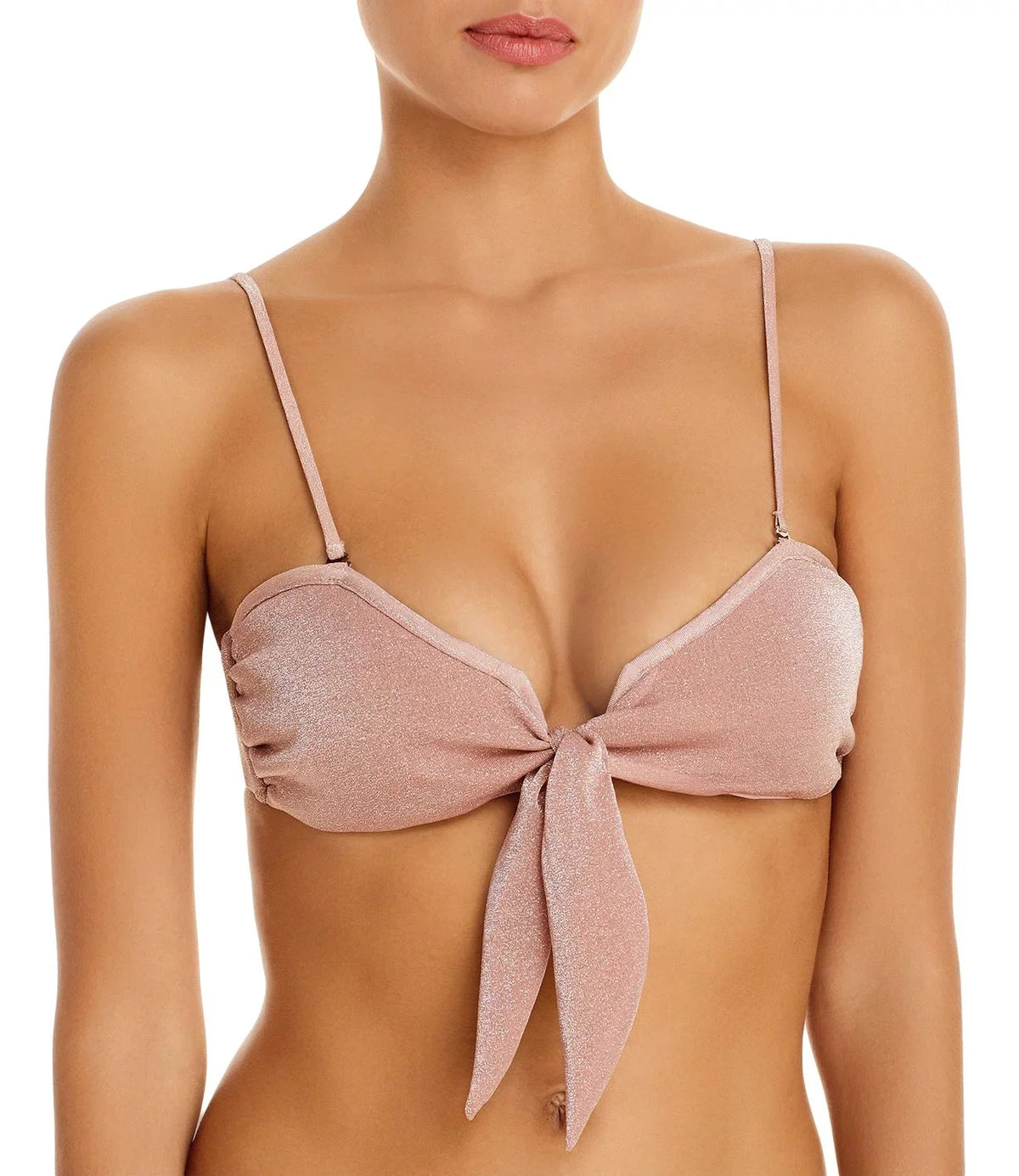 Ramy Brook Venus Metallic Bikini Top, Blush,