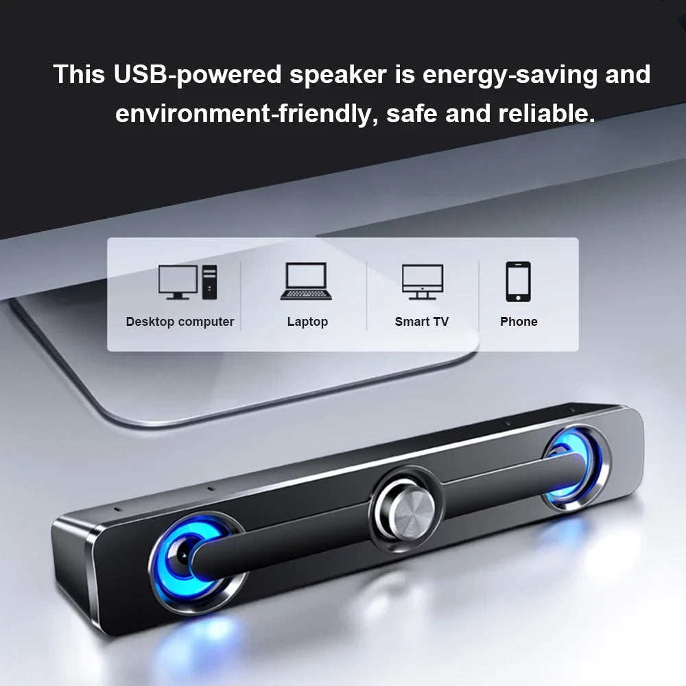Carevas V-111 Computer Speaker  Wired Powerful Bar Stereo Subwoofer Bass Speaker Surround Sound Box for  Laptop Phone Tablet MP3 MP4