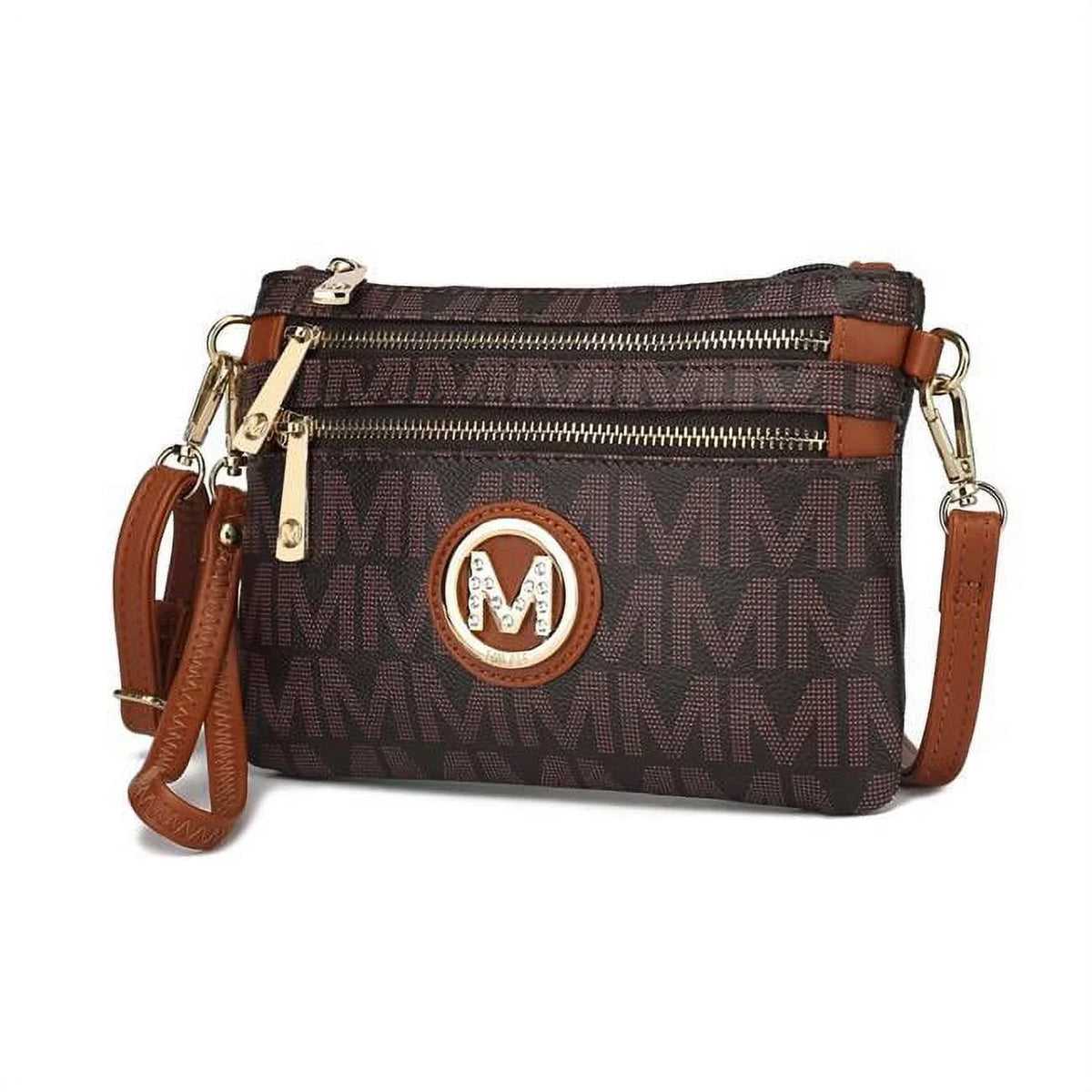 Collection by Mia K  Geneve M Signature Crossbody Bag, Brown