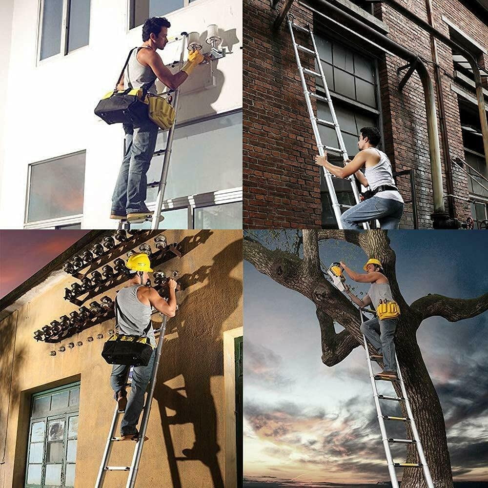 Telescoping Ladder, 8.5  Aluminum Extension Ladder Step Ladders Loft Ladder Attic Ladder Collapsible Ladders for Home, Multi-Purpose Telescopic Compact Ladder for Roof, 330 Pound , EN131
