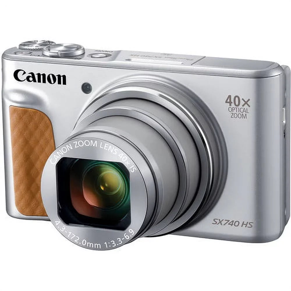 Canon PowerShot SX740  Digital Camera (Silver) with 64GB , Tripod, and More
