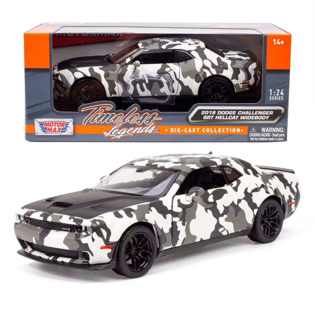 All Star Toys Exclusive 2018 Dodge Challenger  Hellcat Widebody Camouflage 1/24 Diecast Model Car by Motormax 79350 Camo