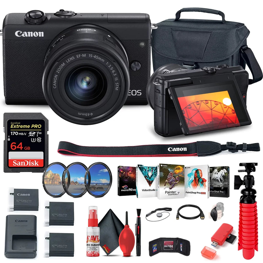 Canon  M200 Mirrorless Digital Camera with 15-45mm Lens (3699C009) + More
