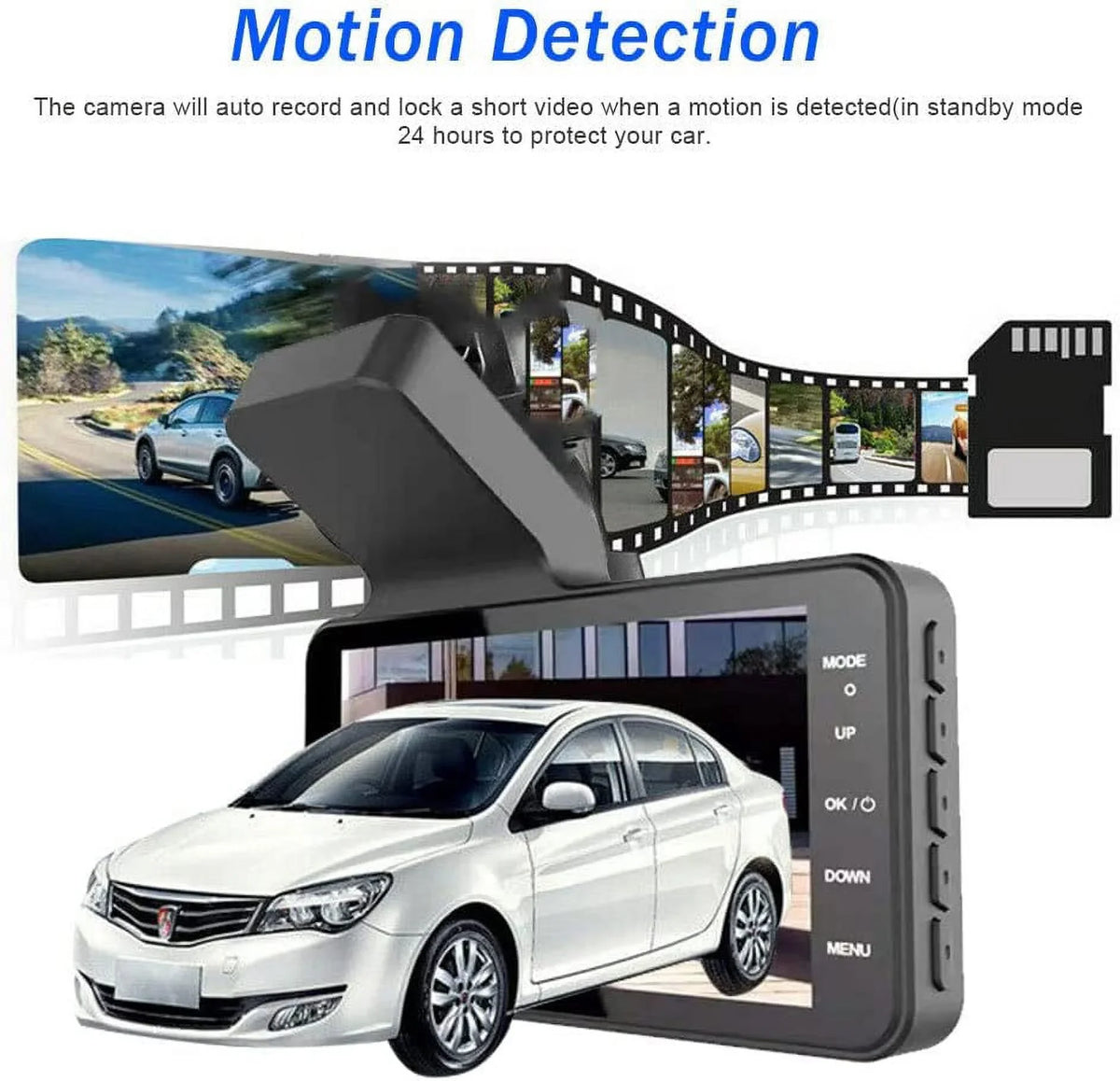 Bileeko Car  4" 1080P Dual Lens Dash Cam Video Recorder Camera for Car Pickup Truck   Van