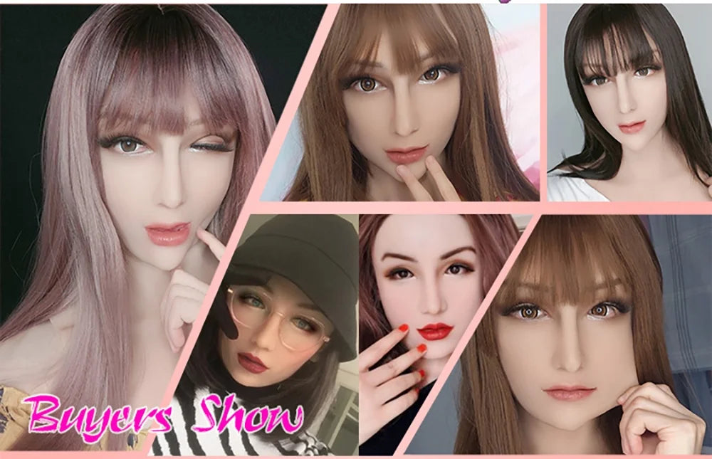Realistic Human Skin Silicone Female Face Mask Crossdresser Cosplay