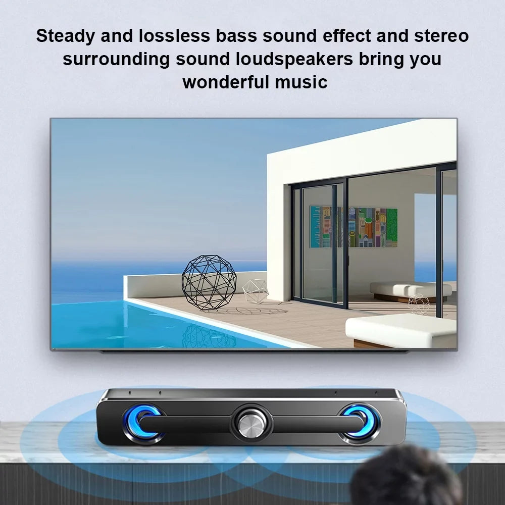 Carevas V-111 Computer Speaker  Wired Powerful Bar Stereo Subwoofer Bass Speaker Surround Sound Box for  Laptop Phone Tablet MP3 MP4