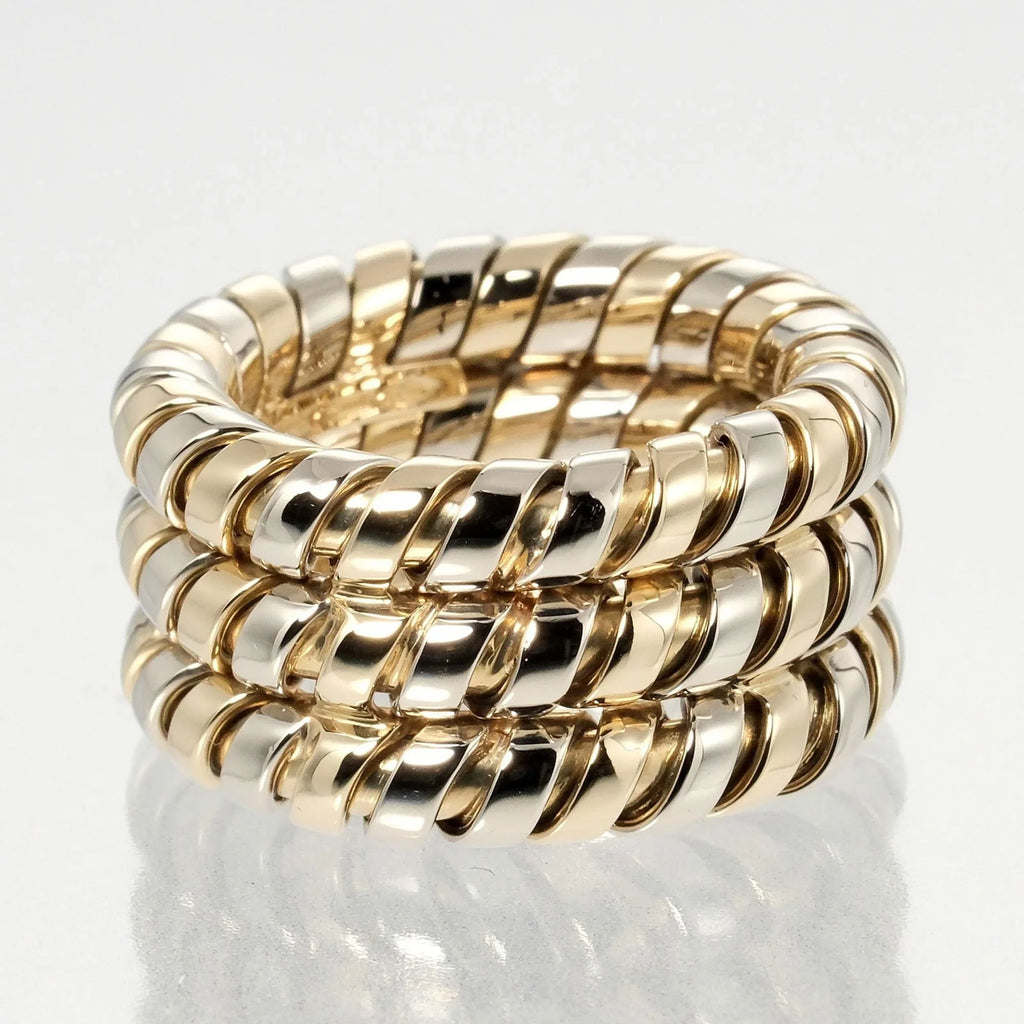 Pre-Owned Bulgari  Tubogas 3-row No. 9 Ring 14.53g K18   Yellow Gold White (Good)