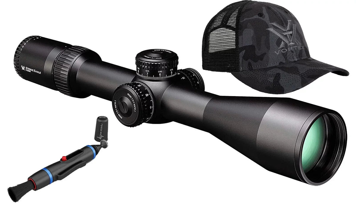 Vortex Optics Strike Eagle 5-25x 56  -7C () Riflescope with Lens Cleaning Pen and Free Hat