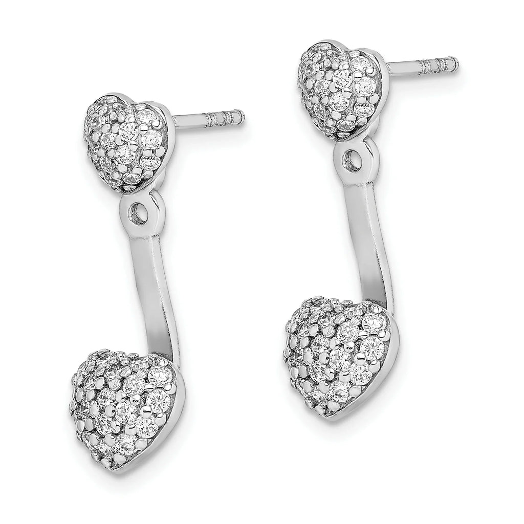 Primal Silver Sterling Silver Rhodium-plated  Heart Post Earrings with Jacket