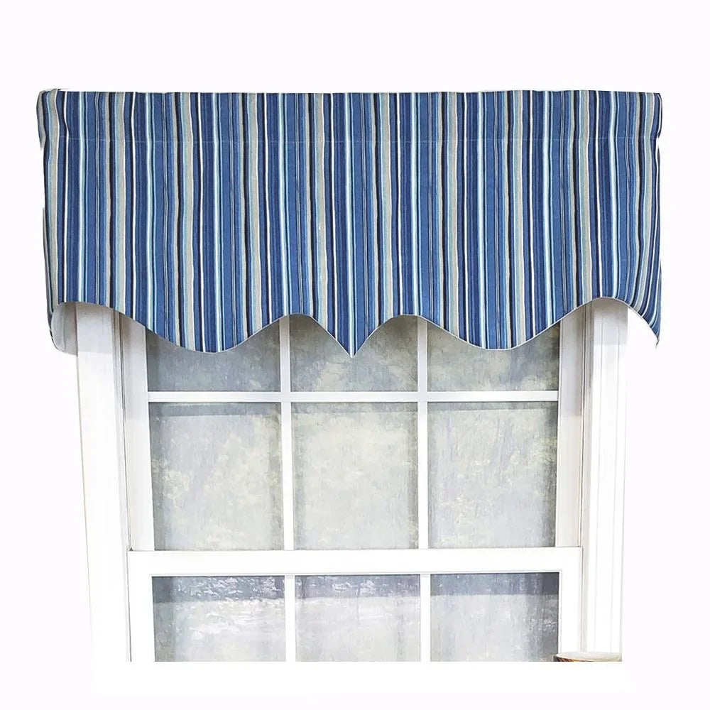 Home Modern Design Classic Beach Stripe Regal Style Window Valance 50" x 17" Blue