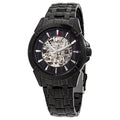 Men's Black and Silver Skeleton Dial Black  Steel Bracelet Automatic Watch 98A147
