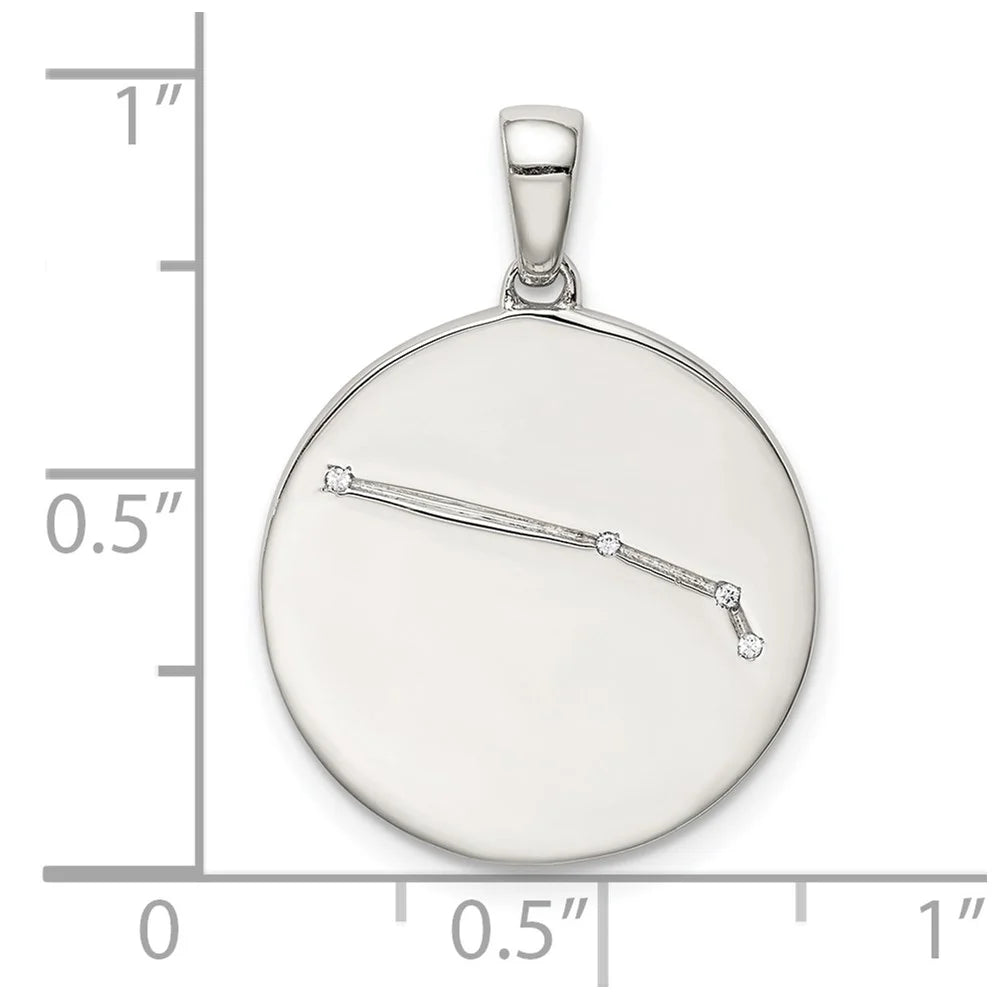 Sterling Silver Rhodium-plated &  Aries Zodiac Pendant QQC9730