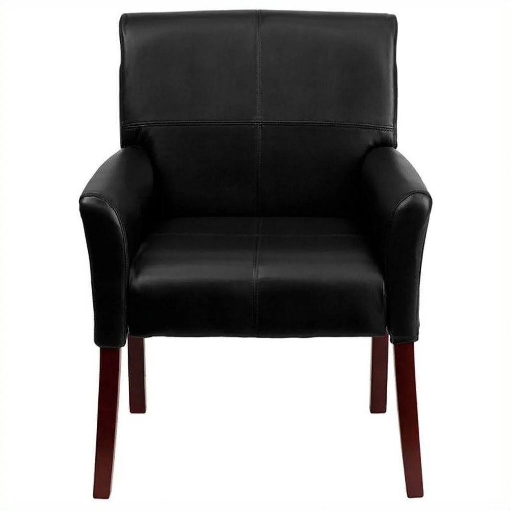 Kingfisher Lane Executive Side Guest Chair in Black with Mahogany Legs