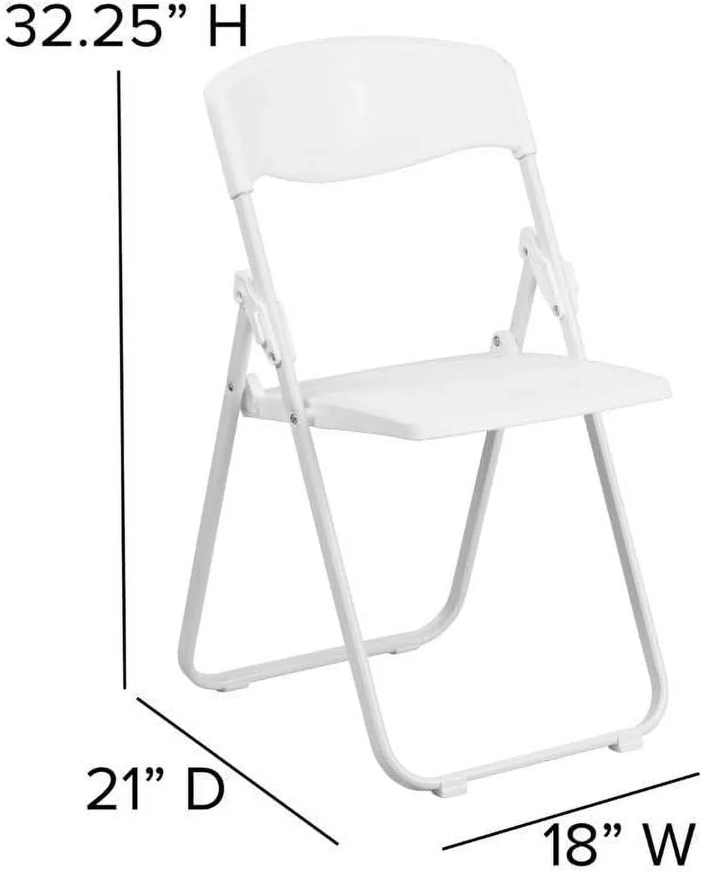 2 Pack  Series 500 Lb. Capacity Heavy Duty White Plastic Folding Chair With Built-In Ganging Brackets