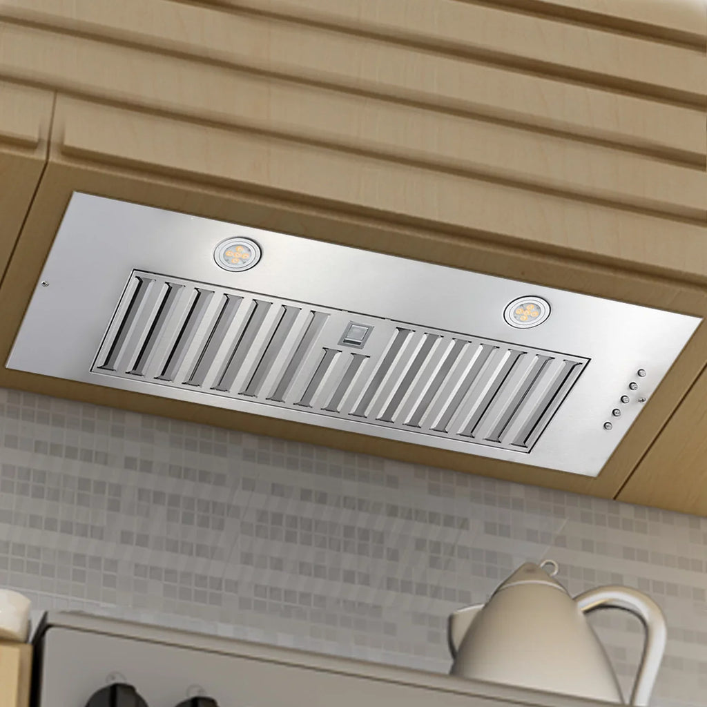 Range Hood 20 inch Built in Range Hood 600 Cfm Vent 3-Speed Non-Ducted Integrated Cabinet
