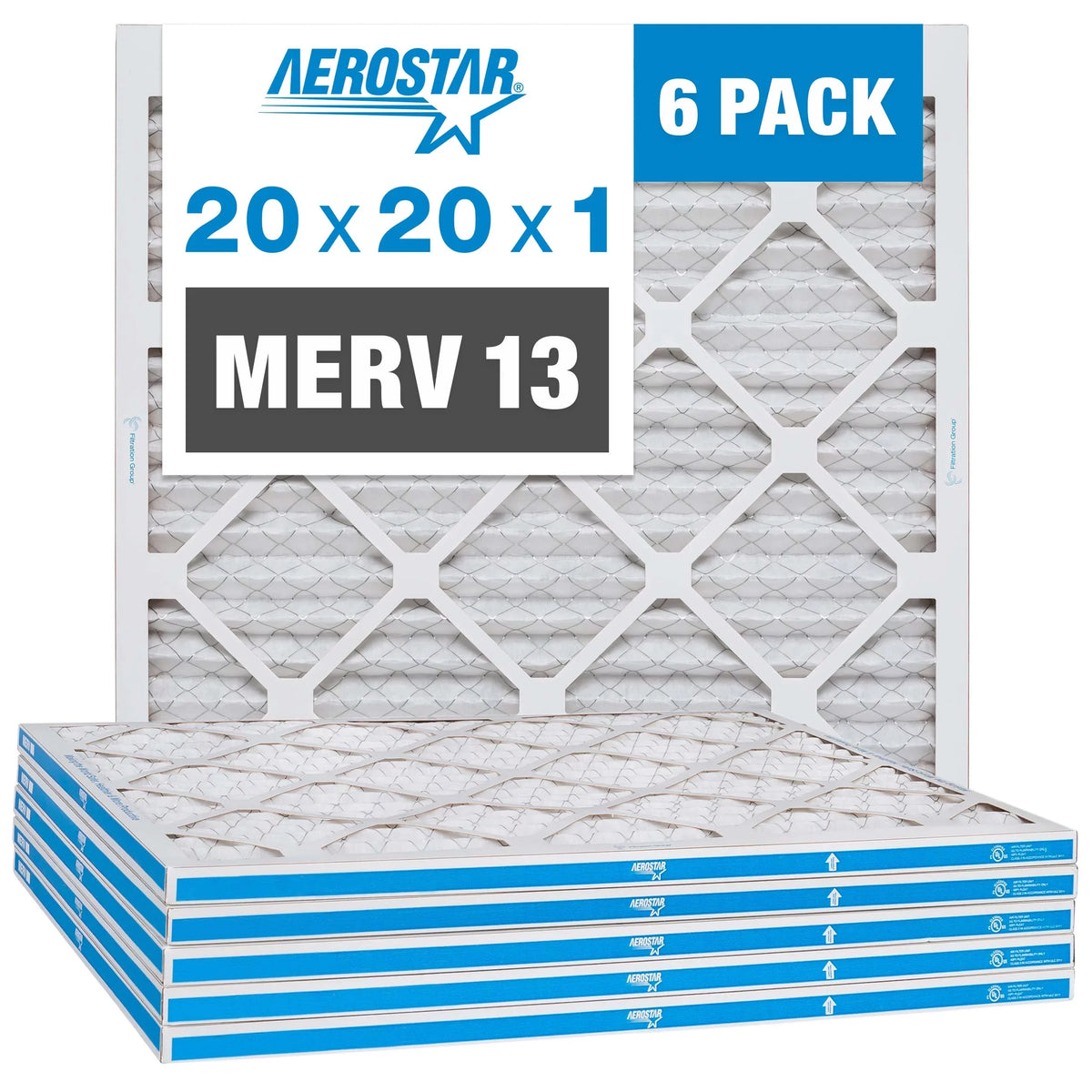 20x20x1 Aerostar FIlter  13, Air Filter, 20x20x1, Box of 6