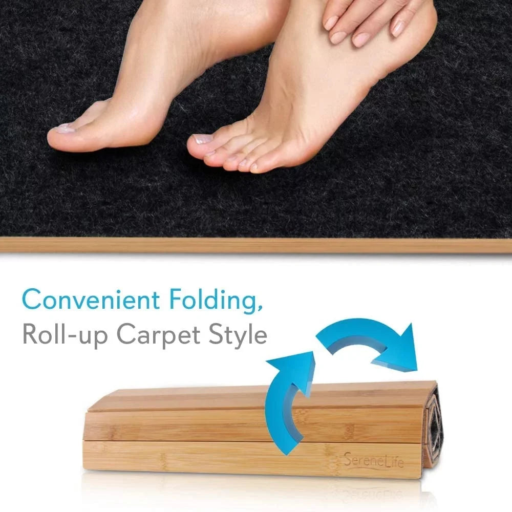 SereneLife SLFBMT20 Fold Up Non Slip Natural Bamboo Bath Floor Mat
