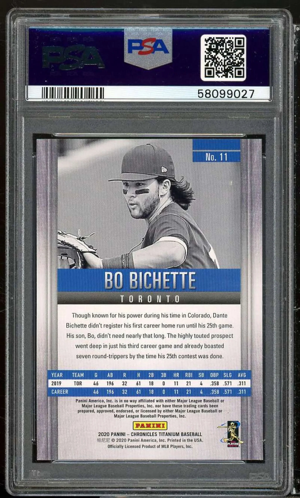 Bo Bichette Rookie Card 2020 Panini Chronicles Titanium Green #11  9