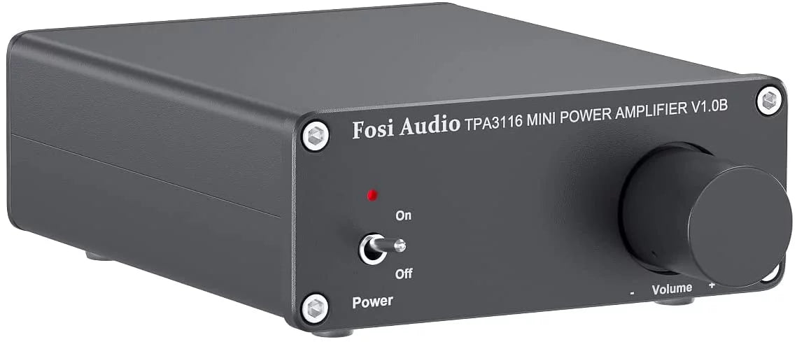 Fosi Audio V1.0B 2 Channel Amplifier Stereo Audio Amp Mini Hi-Fi Class D Integrated TPA3116 Amp for Home Speakers 50W x 2 with 19V 4.74A Power Supply