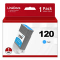 LinkDocs Compatible PFI120 -120 Cyan Ink Cartridges (130ml) Replacement for Canon PFI120 -120 -120C Work for Canon ImagePROGRAF  -200 -205 -300 -305 and -200 -300 Printer