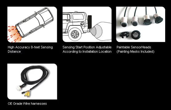 Rydeen -412PM Car Parking Backup Sensor System w/ On-Screen Video Capability