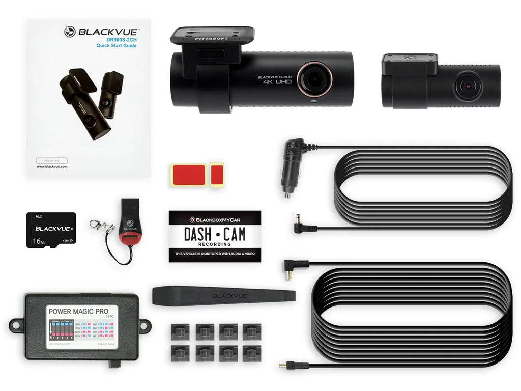 Blackvue DR900S-2CH with Power Magic Pro Hardwire Kit 2-Channel | 4K Dashcam | 16GB  Card
