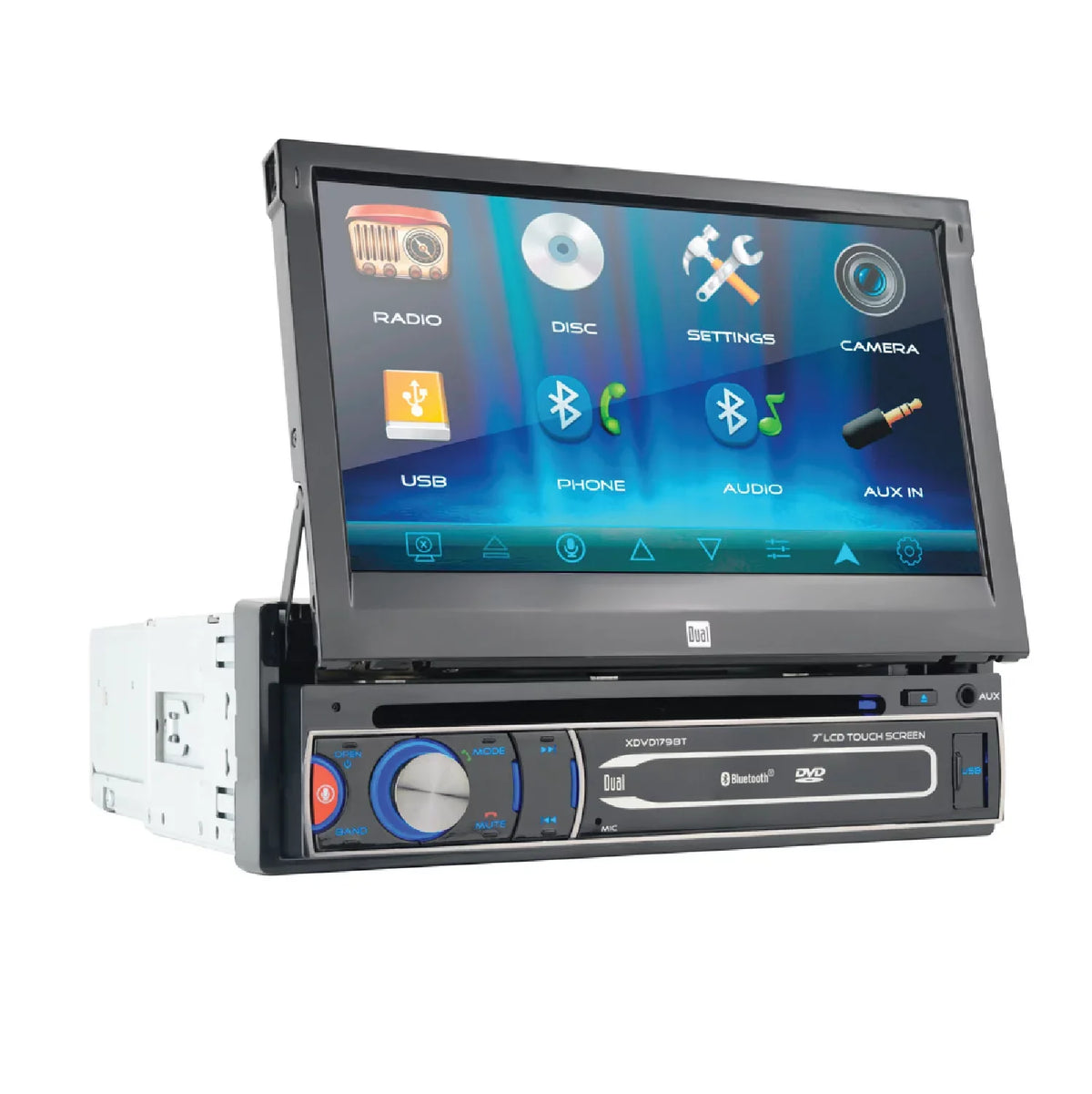 Dual Electronics XDVD179BT 7 inch Single  Car Stereo, Motorized Touch Screen, /, New