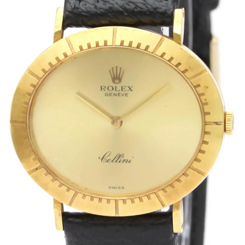 Pre-Owned  Cellini 18K Gold Leather Hand-Winding Mens Watch 4083 BF558282 (Good)