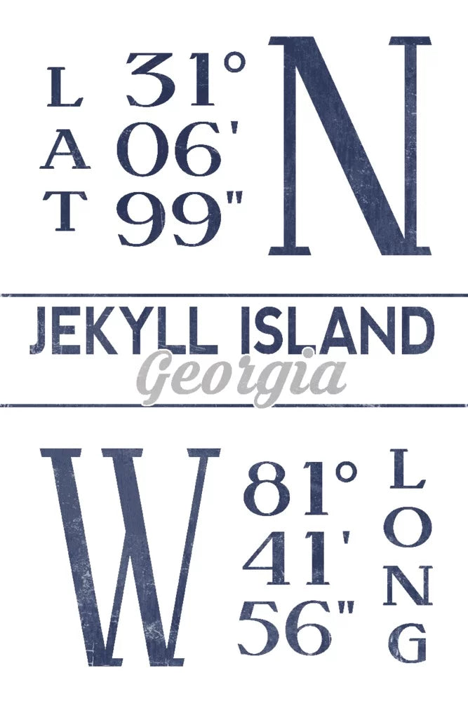 Jekyll Island, Georgia, Latitude and Longitude (Blue) (19x27 inches, Premium 500 Piece Jigsaw Puzzle for Adults and Family, Made in )