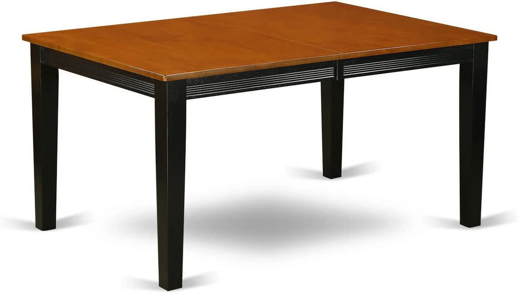East West Furniture  Kitchen Table Set with One Quincy Dining Room Table & 4 Chairs - Black & Cherry - 5 Piece