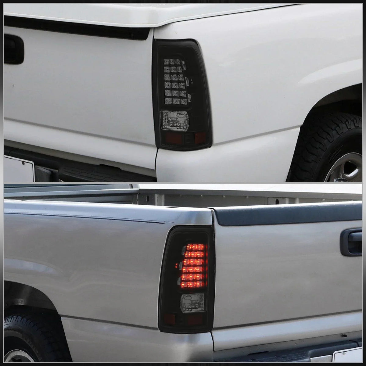 Distributors Smoked Lens Black Housing  Tail Lights Brake Stop Signal Driving Lamps Pair Compatible/Replacement For Chevy Silverado  Sierra Fleetside 1999 2000 2001 2002 2003 2004 2005 2006