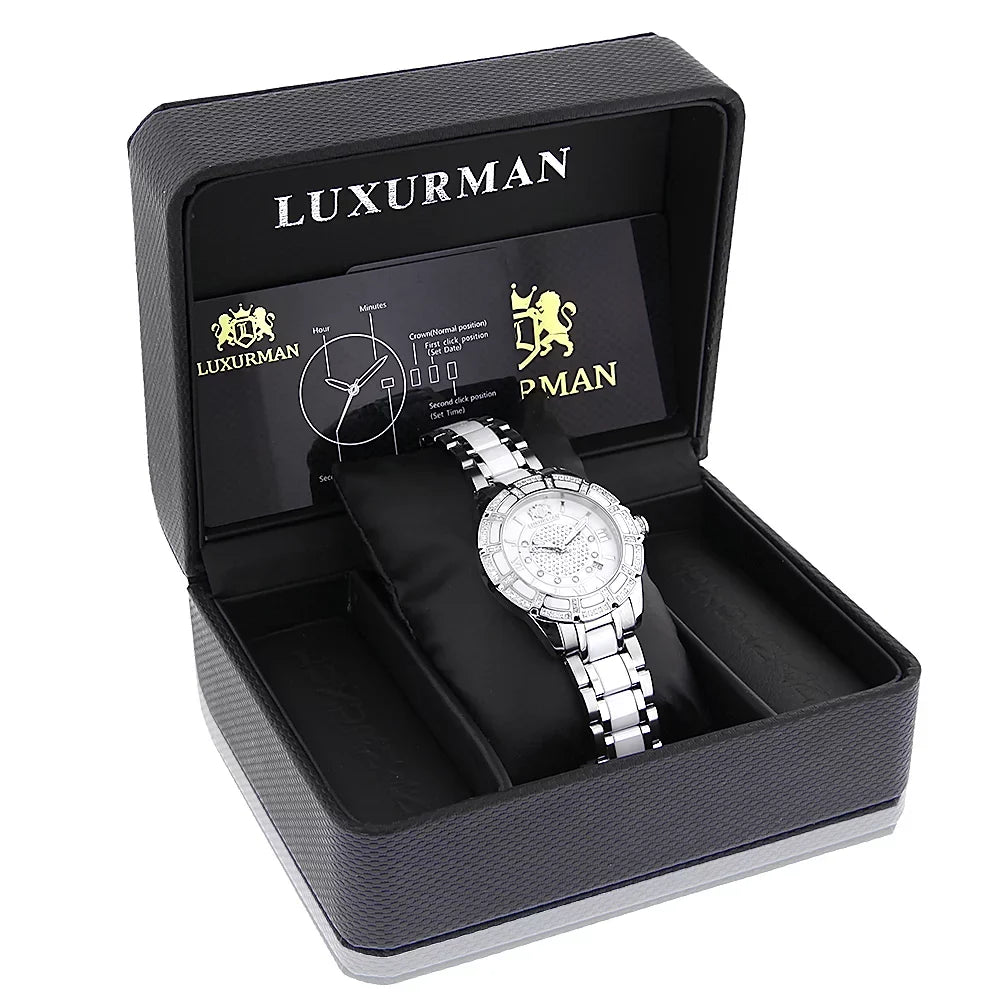Ladies Diamond Ceramic Watch 1.25ct White  Galaxy
