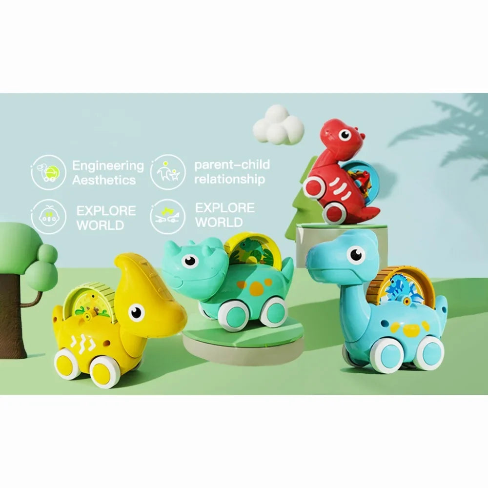 Dinosaur Toy Cars, 4 Pack Dino Toys for 1-5 Years Old Boys and Girls, Car Toys for Kids Toddler Christmas Birthday Gifts with Packaging Bag