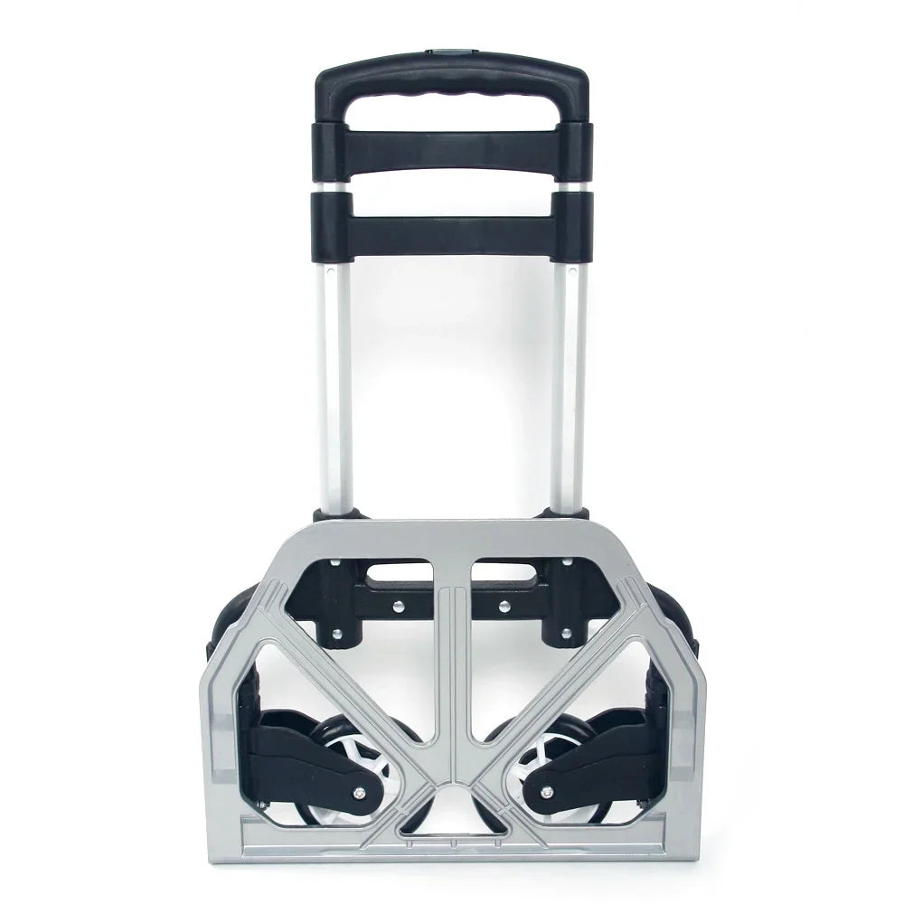 GoDecor Portable Foldable Trolley, with Telescopic Rod, for Carry Luggage, Black