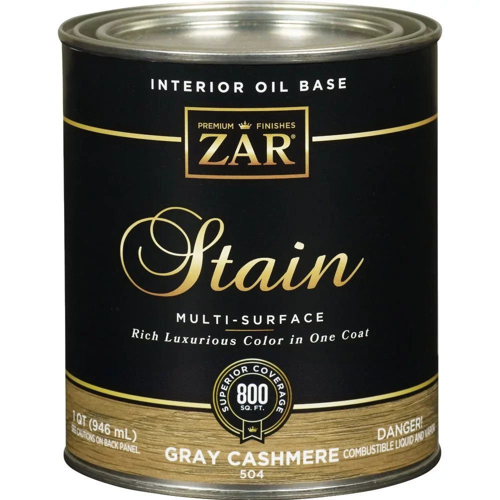 1 , Zar 1 Qt. Cashmere Gray Oil-Based Multi-Surface Interior Stain