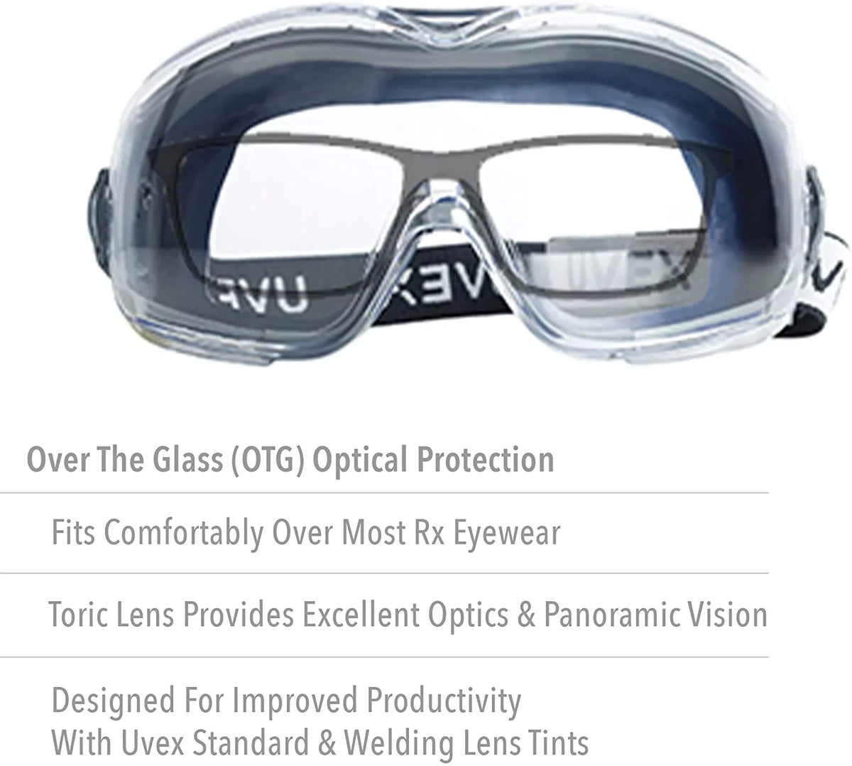 North Safety 763-S3970HSF Clear Lens Uvex Stealth  Safety Goggle, Navy Frame