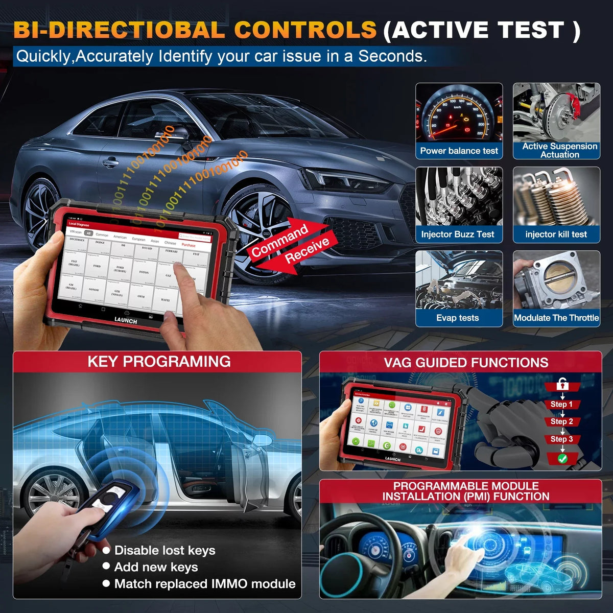 X431   Automotive Diagnostic Scan Tool, All Systems Bi-Directional Auto Car Scanner with 32+ Services,  Coding,  ,  Autoauth, 2 Years Free Update