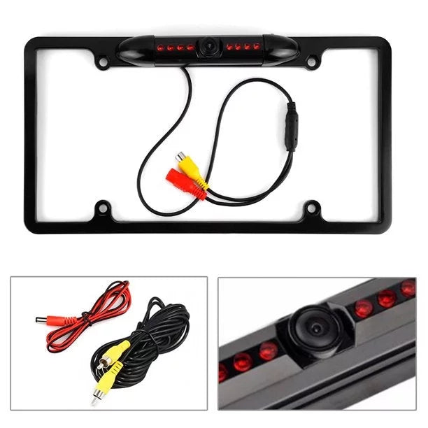 12V Car Front or Rearview Reverse View Backup Camera 8  Night Vision  License Plate Frame Black