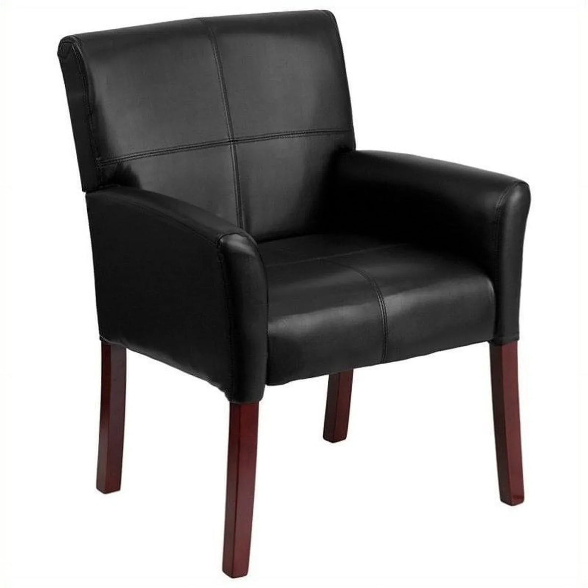 Kingfisher Lane Executive Side Guest Chair in Black with Mahogany Legs