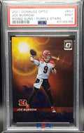 Joe Burrow Bengals 2021 Donruss Optic Rising Suns Purple Stars #1/25 Card  9
