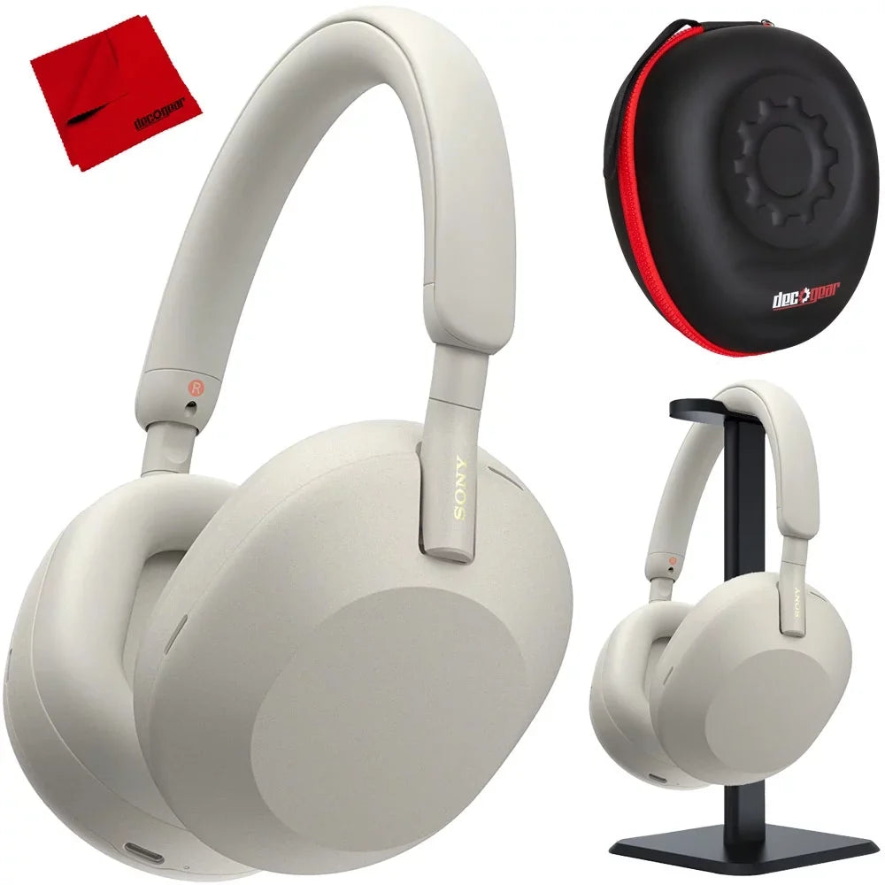 Sony -1000XM5 Wireless Noise Canceling Headphones (Silver) Pro Stand Kit