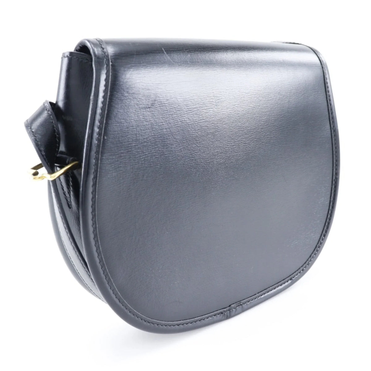 Pre-Owned Hermes  Double H Shoulder Bag Vintage Calf Made in France 1983 Black/Gold Hardware 〇M Crossbody Snap Button Ladies (Fair)