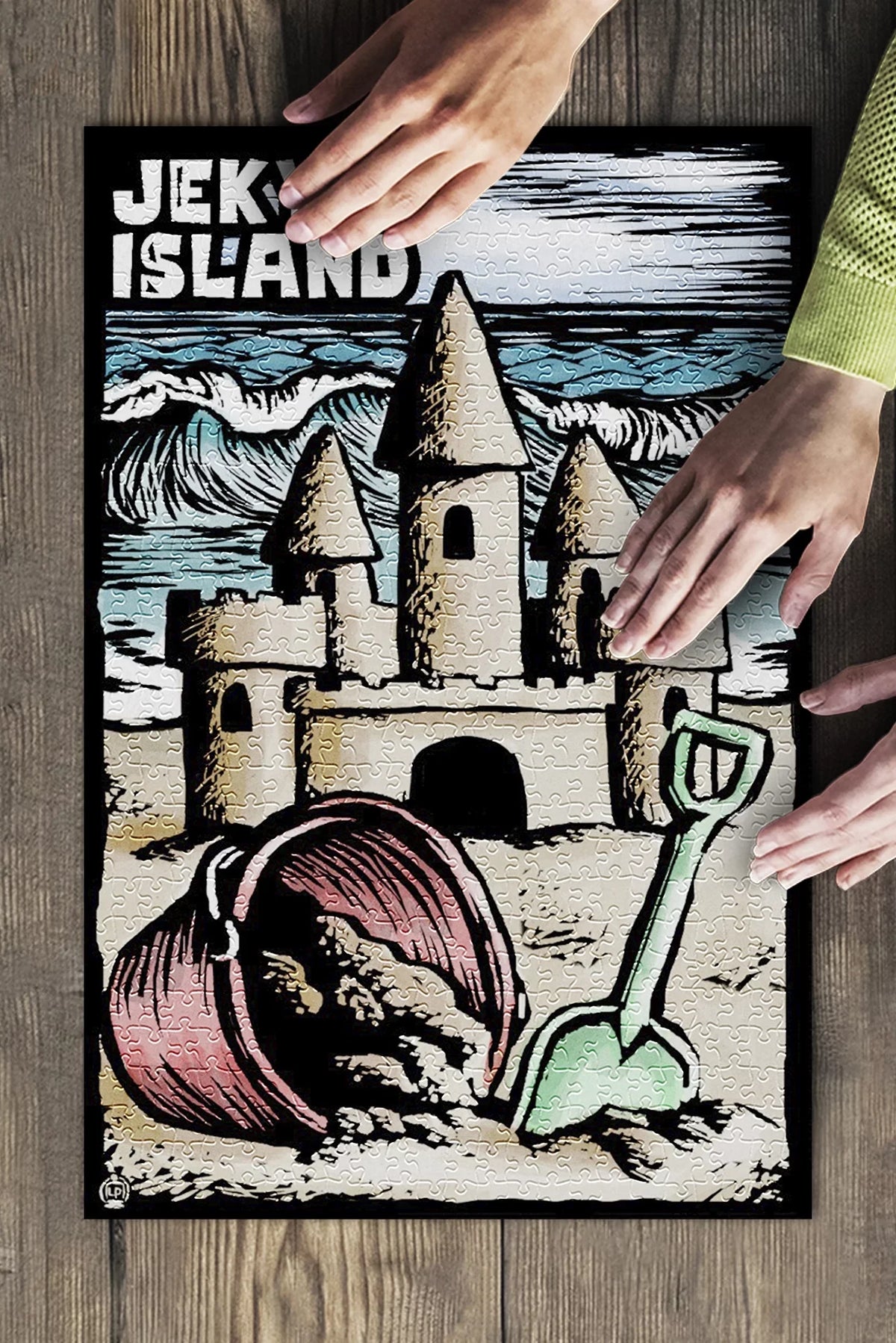 Jekyll Island, Georgia, Sand Castle, Scratchboard (19x27 inches, Premium 500 Piece Jigsaw Puzzle for Adults and Family, Made in )