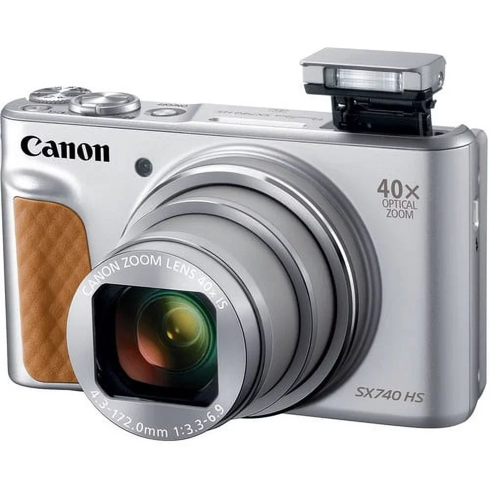 Canon PowerShot SX740  Digital Camera (Silver) with 64GB , Tripod, and More