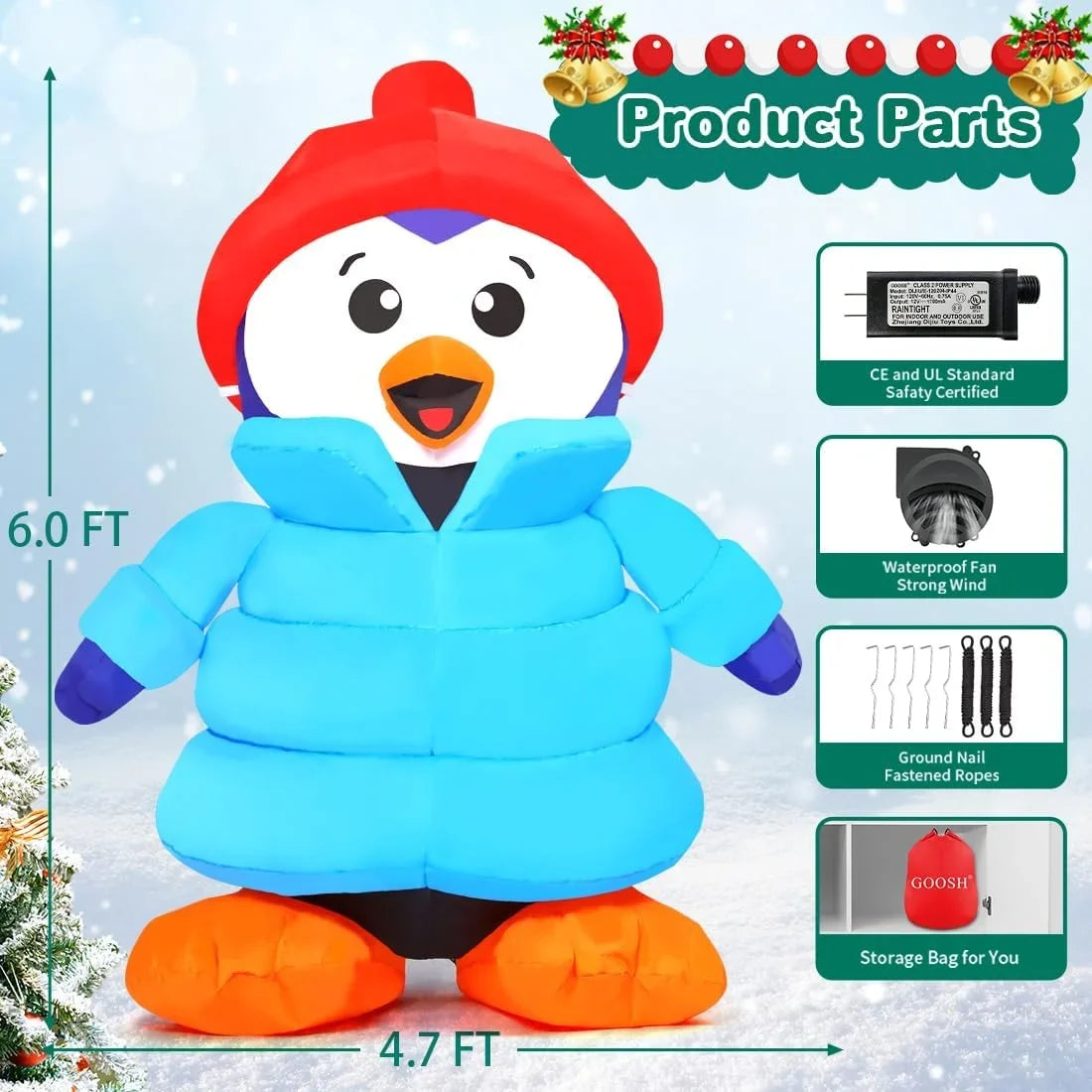Christmas Inflatable 6  Christmas Decorations Penguin with Hat, Outdoor Penguin Decorations with  Lights, Inflatable Penguin Christmas Outdoor Inflatable Decorations Clearance for Xmas